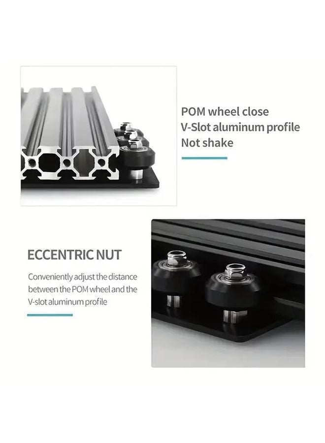 مجموعة لوحة البوابة ذات الفتحة V السوداء مع 6 عجلات لأجزاء طابعة ثلاثية الأبعاد وآلة CNC - Image 2